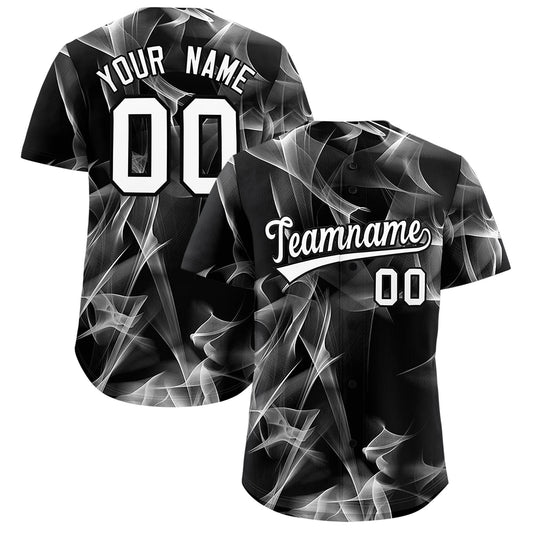 Custom Black Fumes Graffiti Pattern Authentic Baseball Jersey