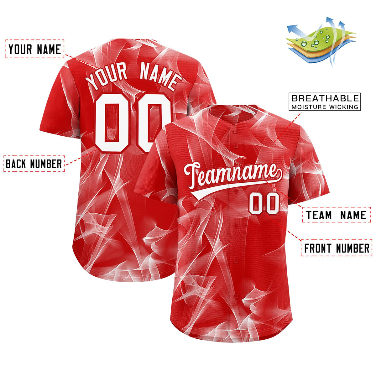 Custom Red Fumes Graffiti Pattern Authentic Baseball Jersey Limited
