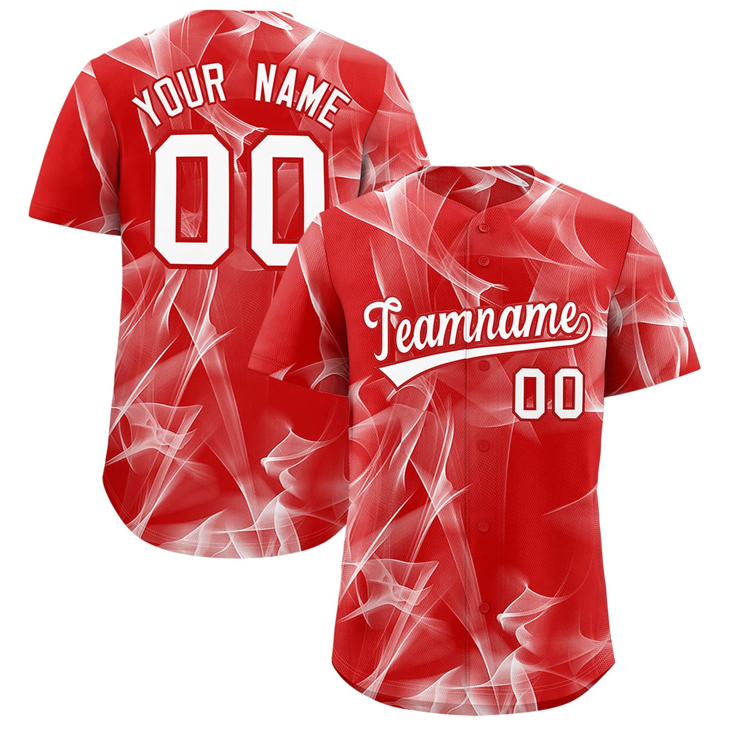 Custom Red Fumes Graffiti Pattern Authentic Baseball Jersey
