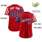 Custom Red American Flag Design Personalized Baseball Jersey Limited