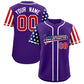 Custom Purple American Flag Design Personalized Baseball Jersey