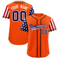 Custom Orange American Flag Design Personalized Baseball Jersey