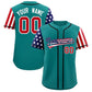 Custom Teal American Flag Design Personalized Baseball Jersey