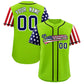 Custom Neon Green American Flag Design Personalized Baseball Jersey
