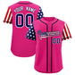 Custom Rose Red American Flag Design Personalized Baseball Jersey