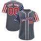 Custom Dark Gray American Flag Design Personalized Baseball Jersey