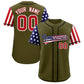 Custom Olive American Flag Design Personalized Baseball Jersey