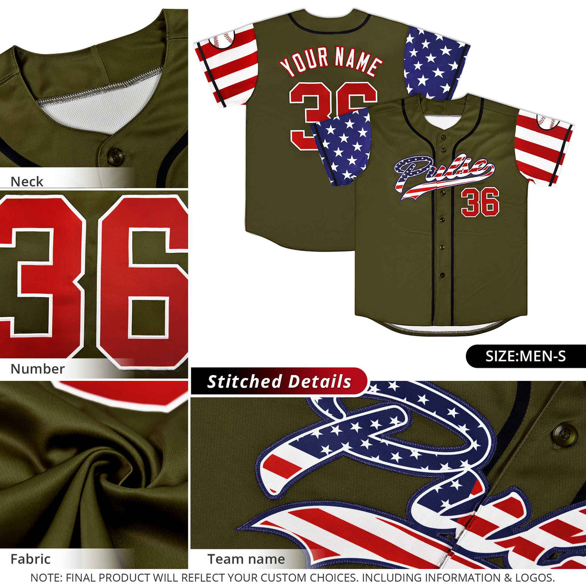 Custom Dark Gray American Flag Design Personalized Baseball Jersey Limited