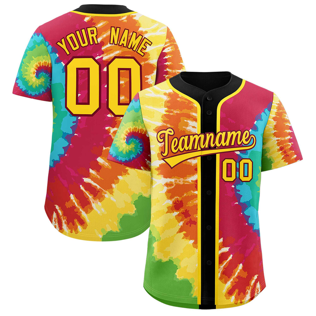 Custom Black Tie-Dye Graffiti Pattern Authentic Baseball Jersey