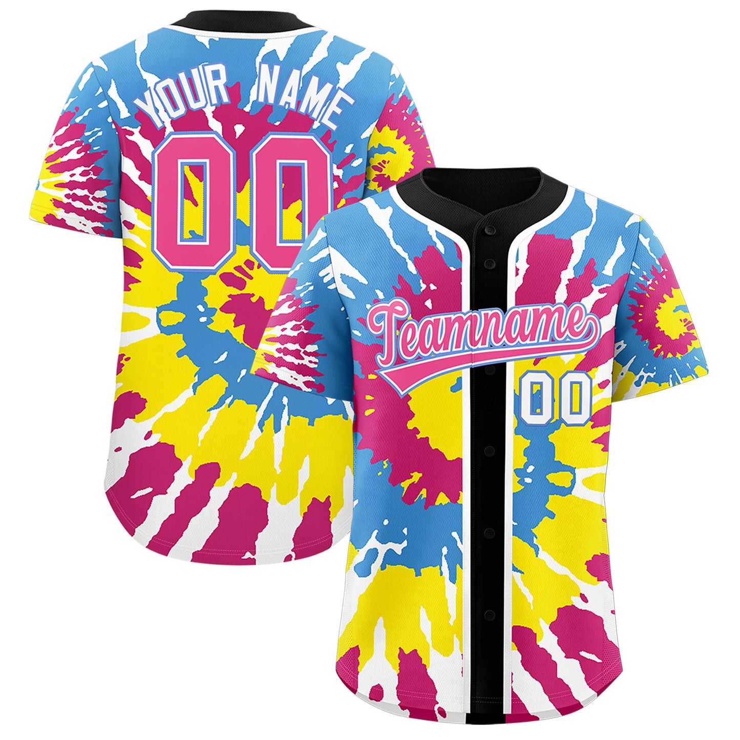 Custom Black Tie-Dye Graffiti Pattern Authentic Baseball Jersey