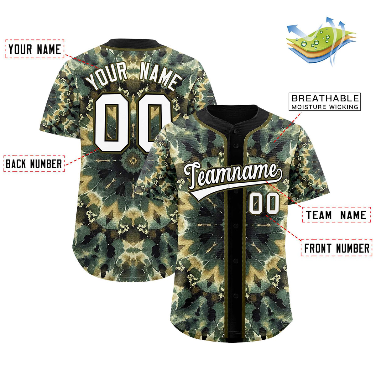 Custom Black Tie-Dye Graffiti Pattern Authentic Baseball Jersey Limited
