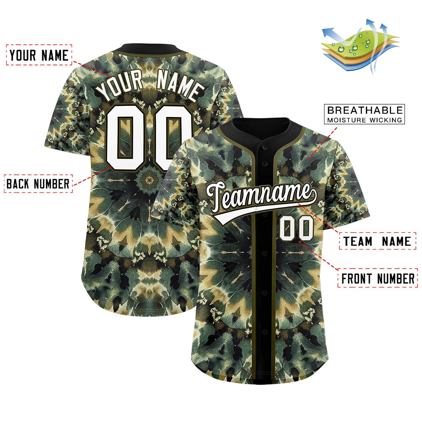 Custom Black Tie-Dye Graffiti Pattern Authentic Baseball Jersey Limited