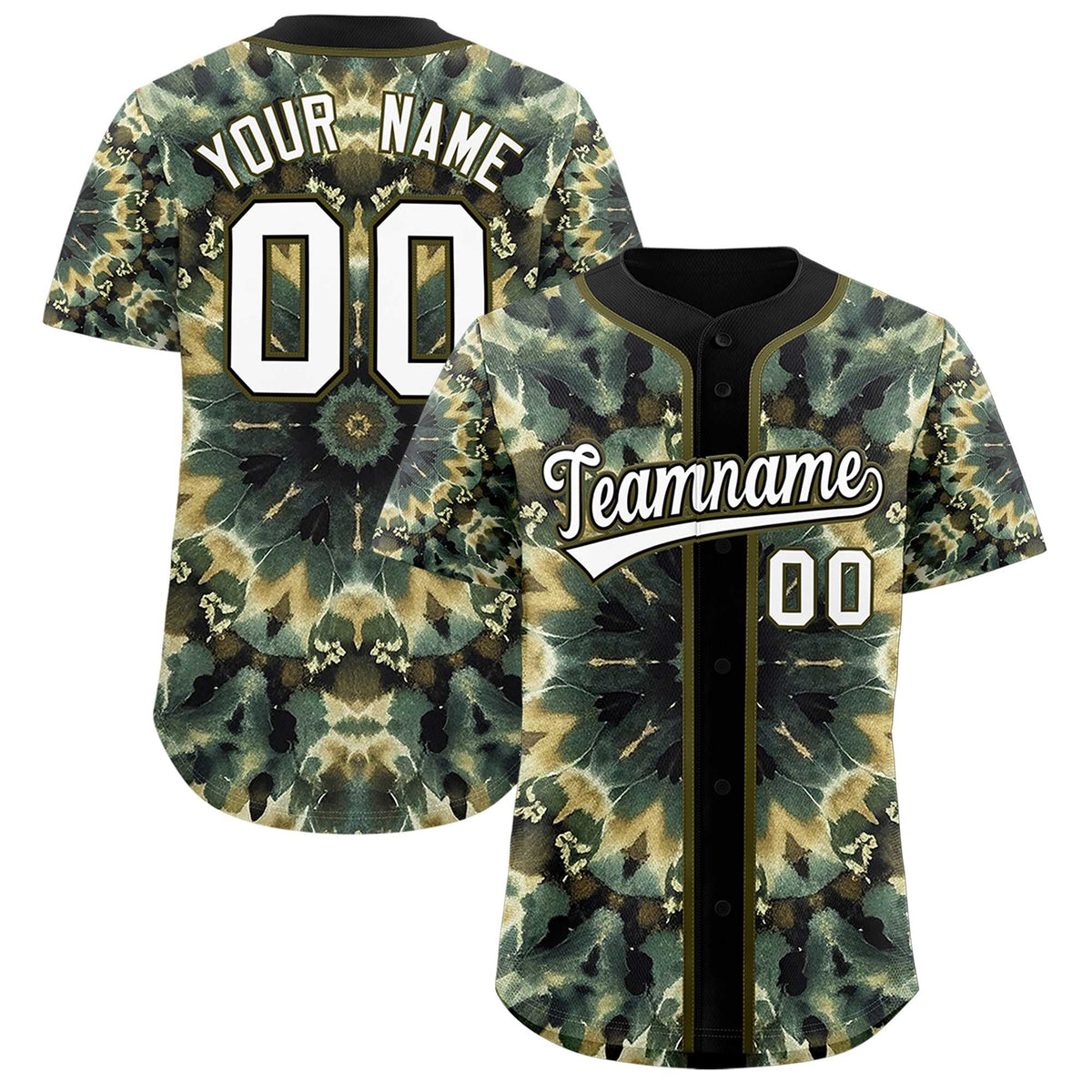Custom Black Tie-Dye Graffiti Pattern Authentic Baseball Jersey