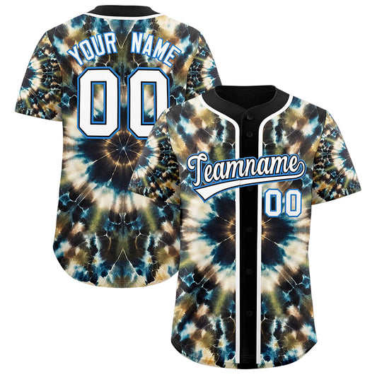 Custom Black Tie-Dye Graffiti Pattern Authentic Baseball Jersey