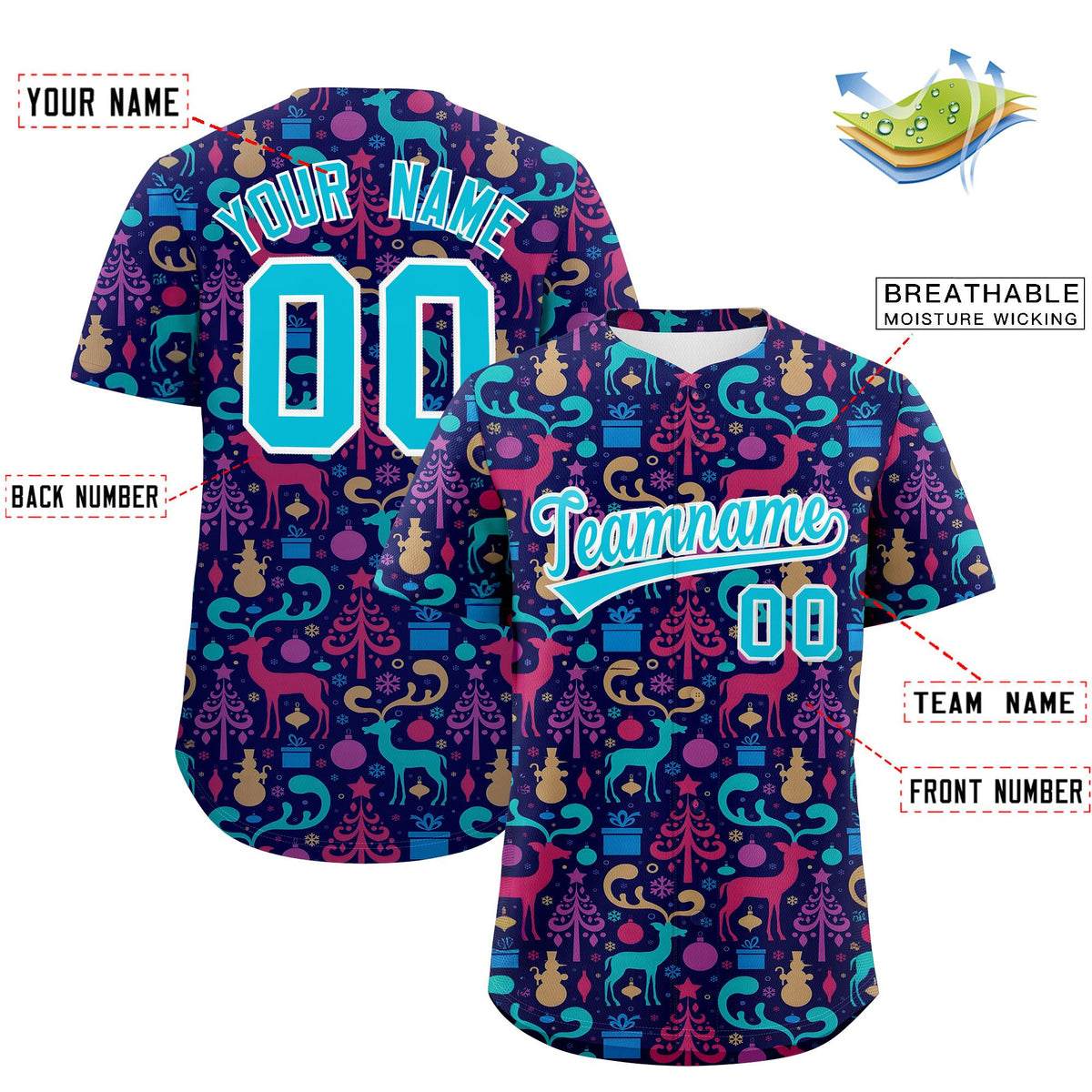 Custom Christmas Graffiti Pattern Authentic Baseball Jersey Limited