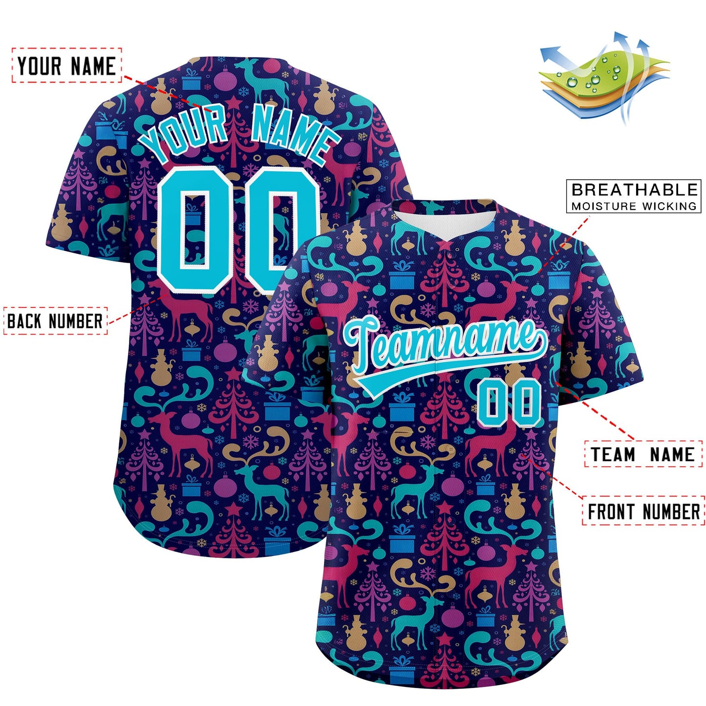 Custom Christmas Graffiti Pattern Authentic Baseball Jersey Limited