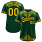 Custom Green Gold Baroque Style Personalized Baseball Jersey