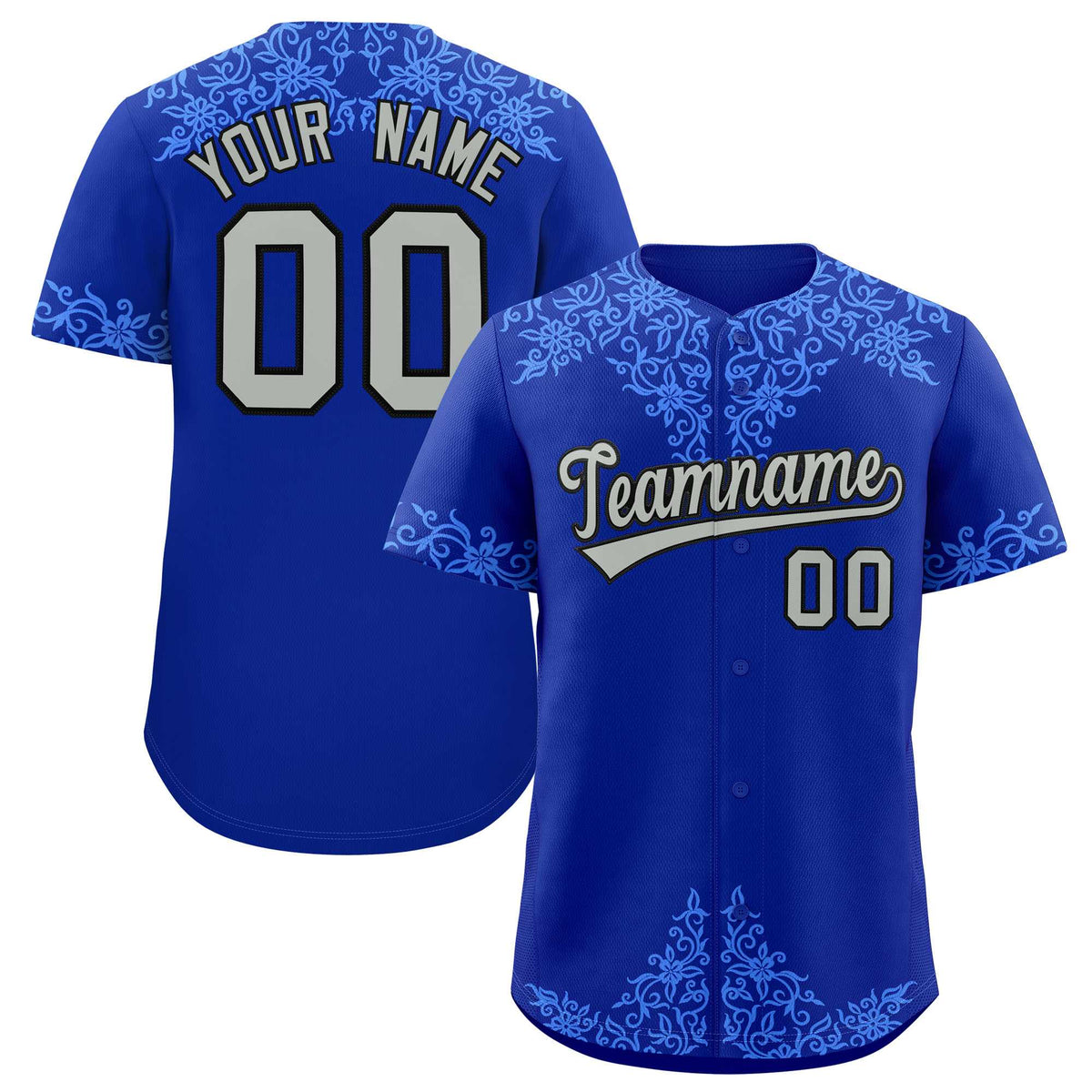 Custom Royal Powder Blue Baroque Style Personalized Baseball Jersey