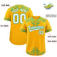 Custom Yellow Bright Green Baroque Style Personalized Baseball Jersey Limited
