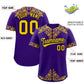 Custom Purple Gold Baroque Style Personalized Baseball Jersey Limited