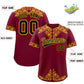 Custom Crimson Yellow Baroque Style Personalized Baseball Jersey Limited