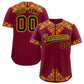 Custom Crimson Yellow Baroque Style Personalized Baseball Jersey