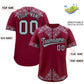 Custom Crimson Silver Baroque Style Personalized Baseball Jersey Limited