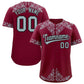 Custom Crimson Silver Baroque Style Personalized Baseball Jersey