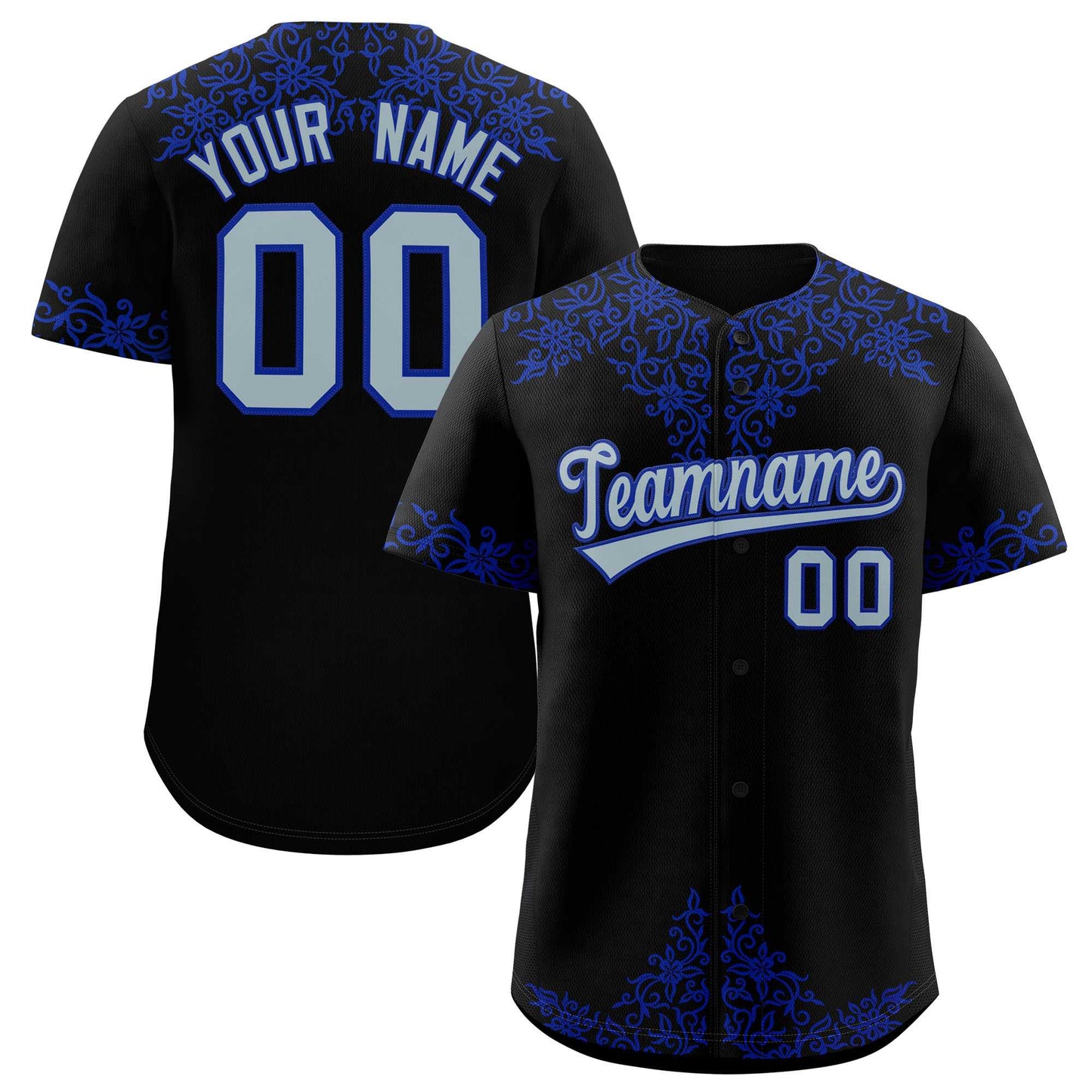 Custom Black Royal Baroque Style Personalized Baseball Jersey