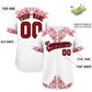 Custom White Red Baroque Style Personalized Baseball Jersey Limited