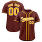 Custom Burgundy Yellow Stripe Fashion Authentic Baseball Jersey