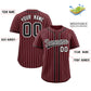 Custom Burgundy White Stripe Fashion Authentic Baseball Jersey Limited