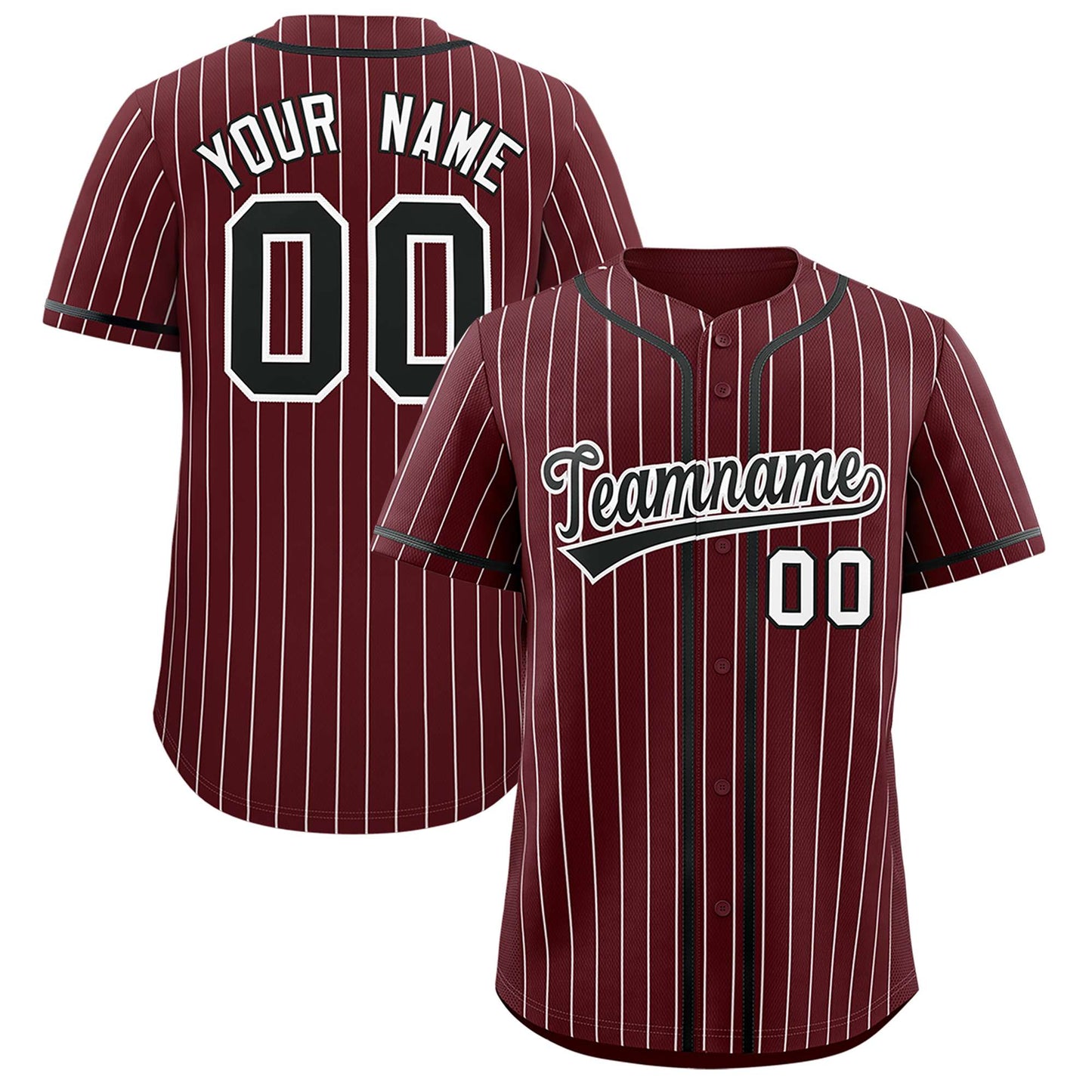 Custom Burgundy White Stripe Fashion Authentic Baseball Jersey