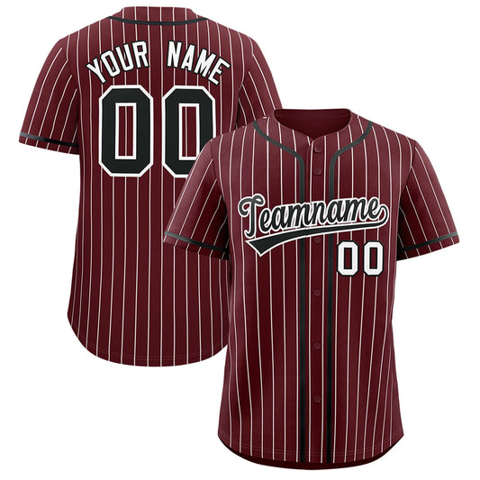 Custom Burgundy White Stripe Fashion Authentic Baseball Jersey