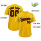 Custom Yellow Black Stripe Fashion Authentic Baseball Jersey Limited