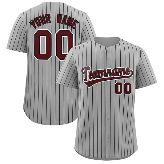 Custom Gray Black Stripe Fashion Authentic Baseball Jersey