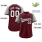 Custom Burgundy Gray Raglan Sleeves Authentic Baseball Jersey Limited