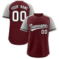 Custom Burgundy Gray Raglan Sleeves Authentic Baseball Jersey