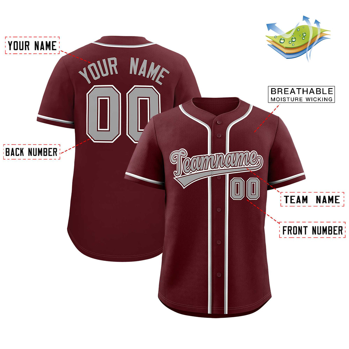 Custom Burgundy Classic Style Authentic Baseball Jersey Limited