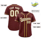 Custom Burgundy Old Gold Stripe Fashion Authentic Baseball Jersey Limited