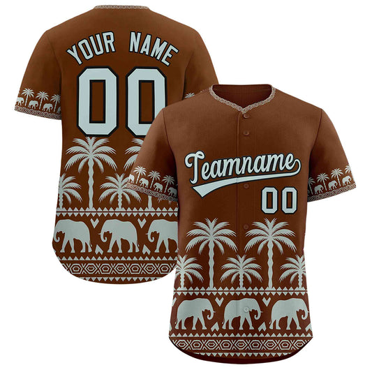Custom Brown Silver-Gray Graffiti Pattern Personalized Bossinia Style Authentic Baseball Jersey