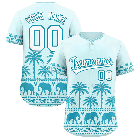 Custom Light Blue Teal Graffiti Pattern Personalized Bossinia Style Authentic Baseball Jersey