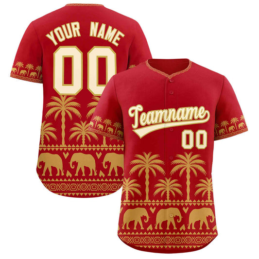 Custom Red Old Gold Graffiti Pattern Personalized Bossinia Style Authentic Baseball Jersey