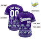Custom Purple Silver Graffiti Pattern Personalized Bossinia Style Authentic Baseball Jersey Limited