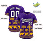 Custom Purple Yellow Graffiti Pattern Personalized Bossinia Style Authentic Baseball Jersey Limited