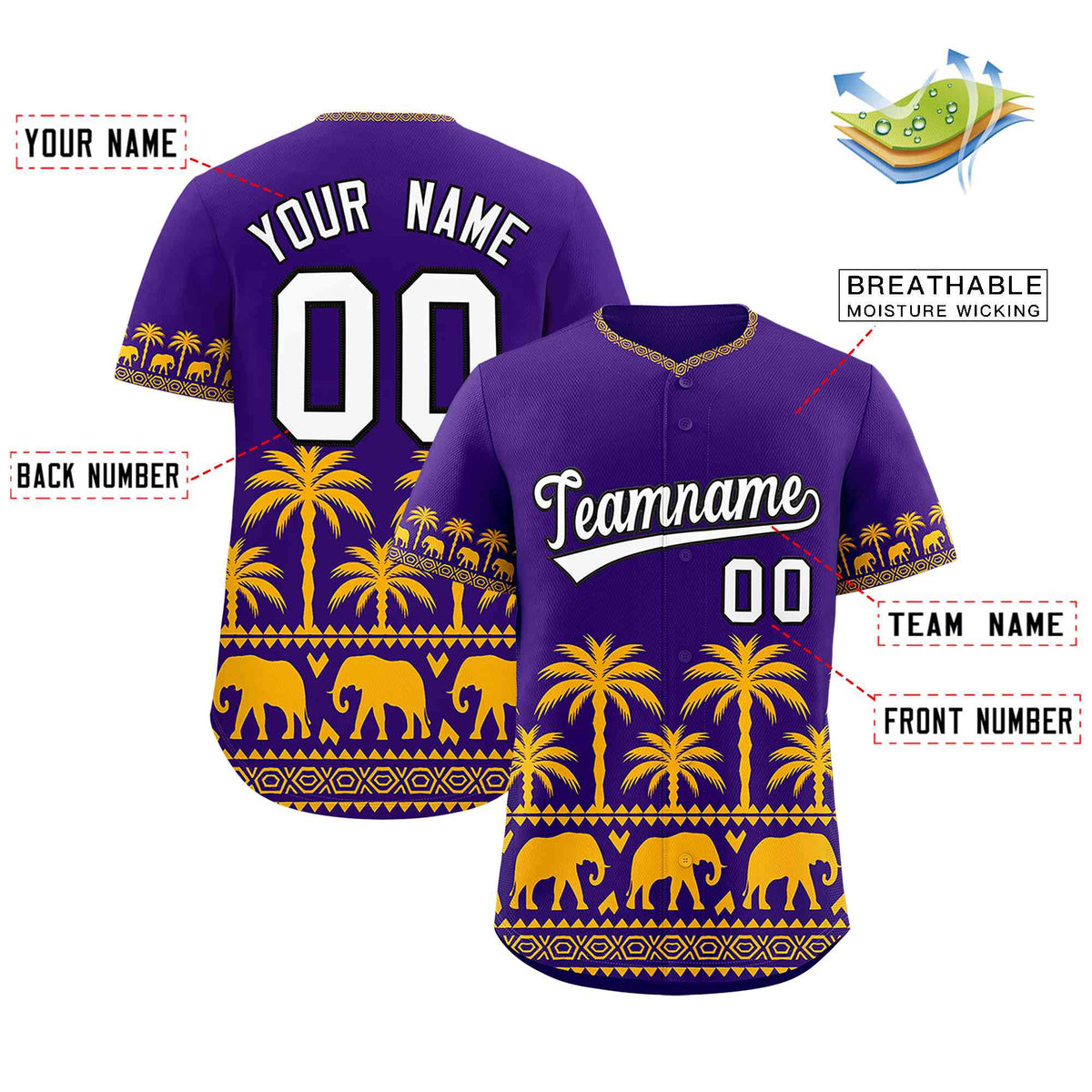 Custom Purple Yellow Graffiti Pattern Personalized Bossinia Style Authentic Baseball Jersey Limited
