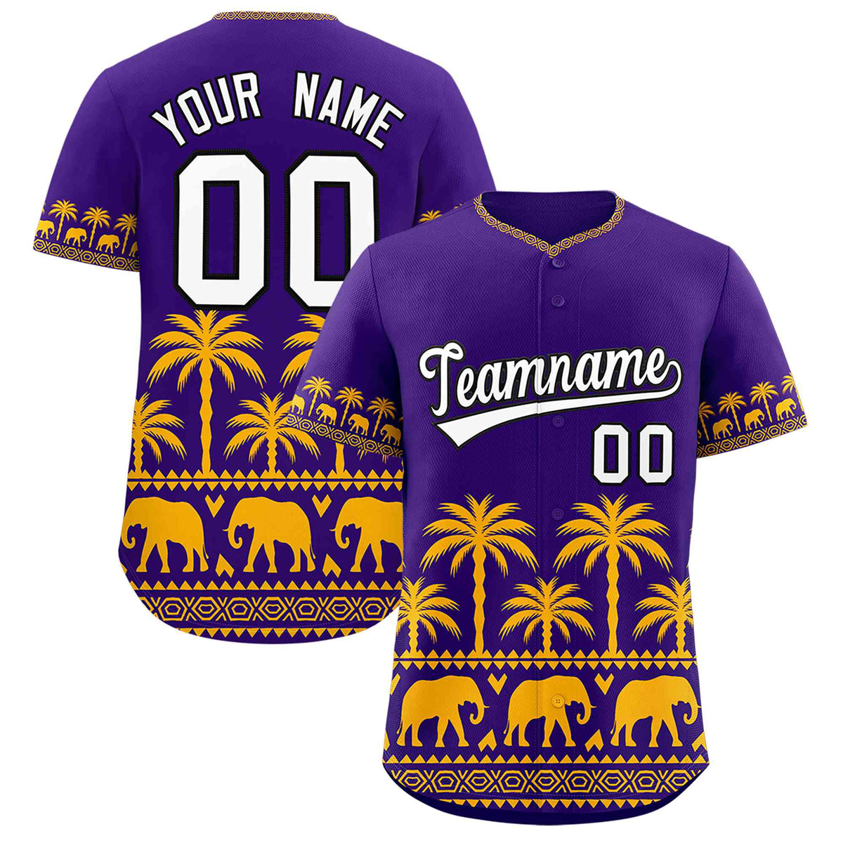 Custom Purple Yellow Graffiti Pattern Personalized Bossinia Style Authentic Baseball Jersey