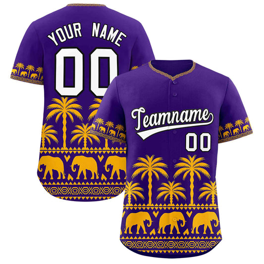 Custom Purple Yellow Graffiti Pattern Personalized Bossinia Style Authentic Baseball Jersey
