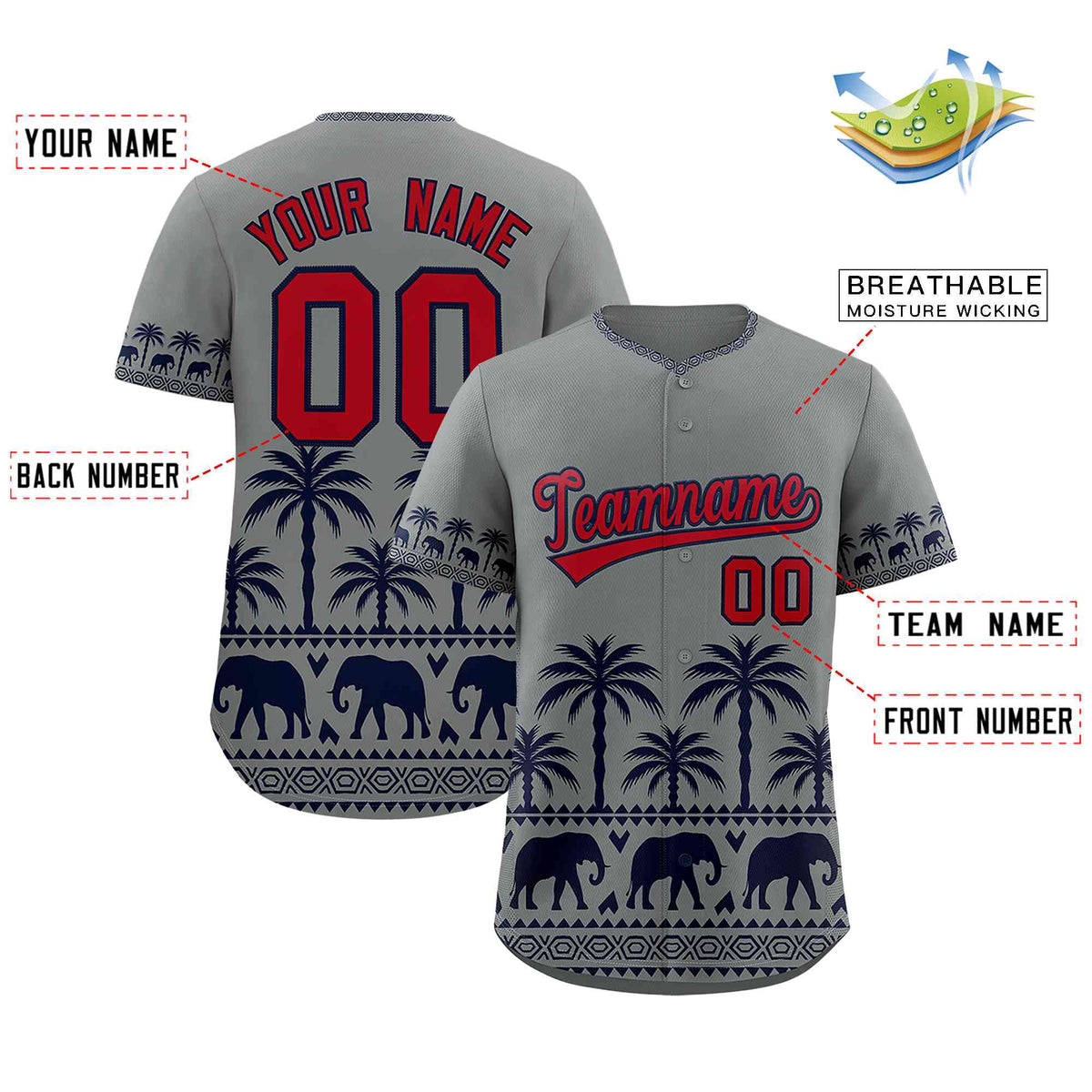 Custom Gray Navy Graffiti Pattern Personalized Bossinia Style Authentic Baseball Jersey Limited
