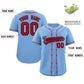 Custom Powder Blue Red Thorns Ribbed Classic Style Authentic Baseball Jersey Limited
